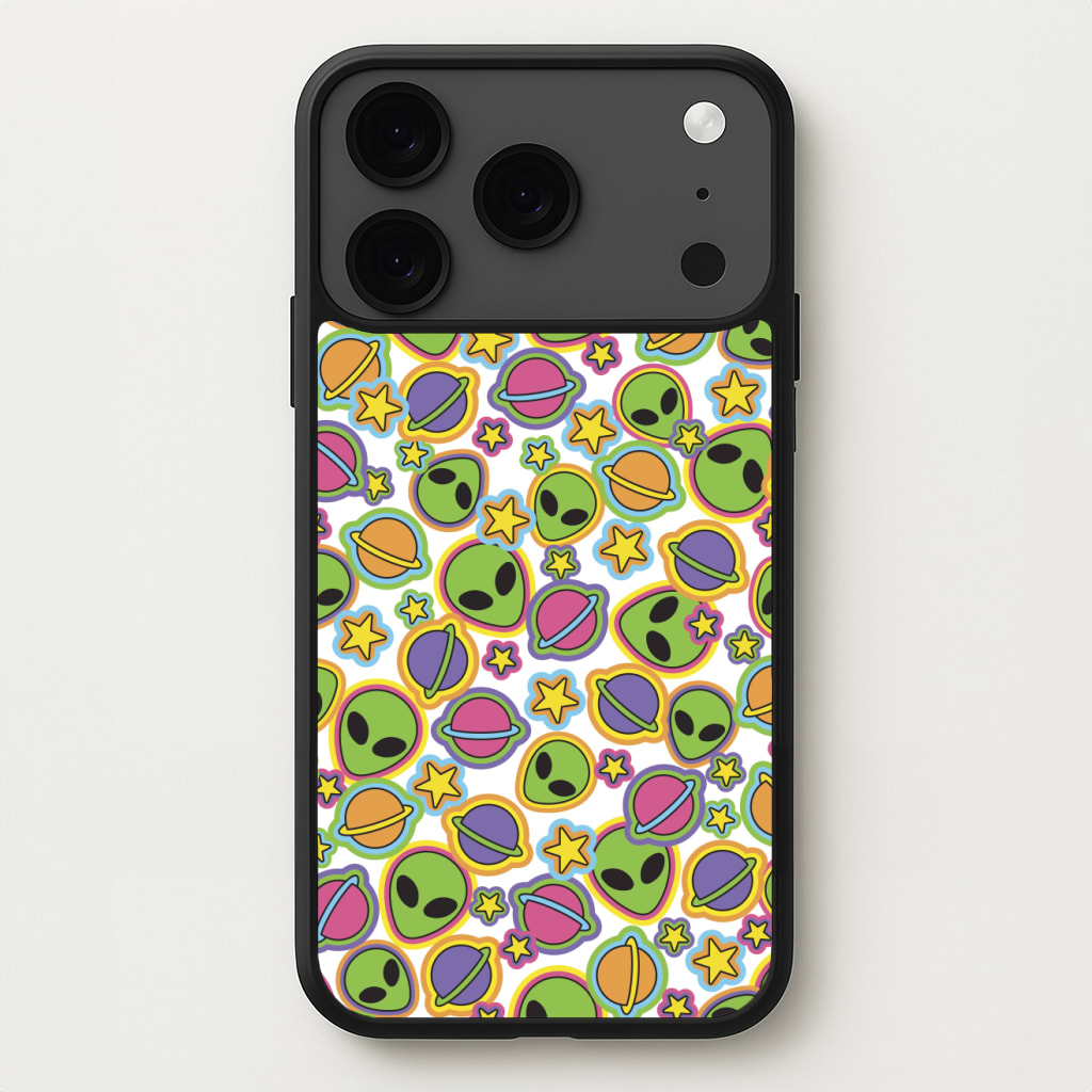 Colourful Aliens And Stars Phone Case for iPhone 17 Pro Max