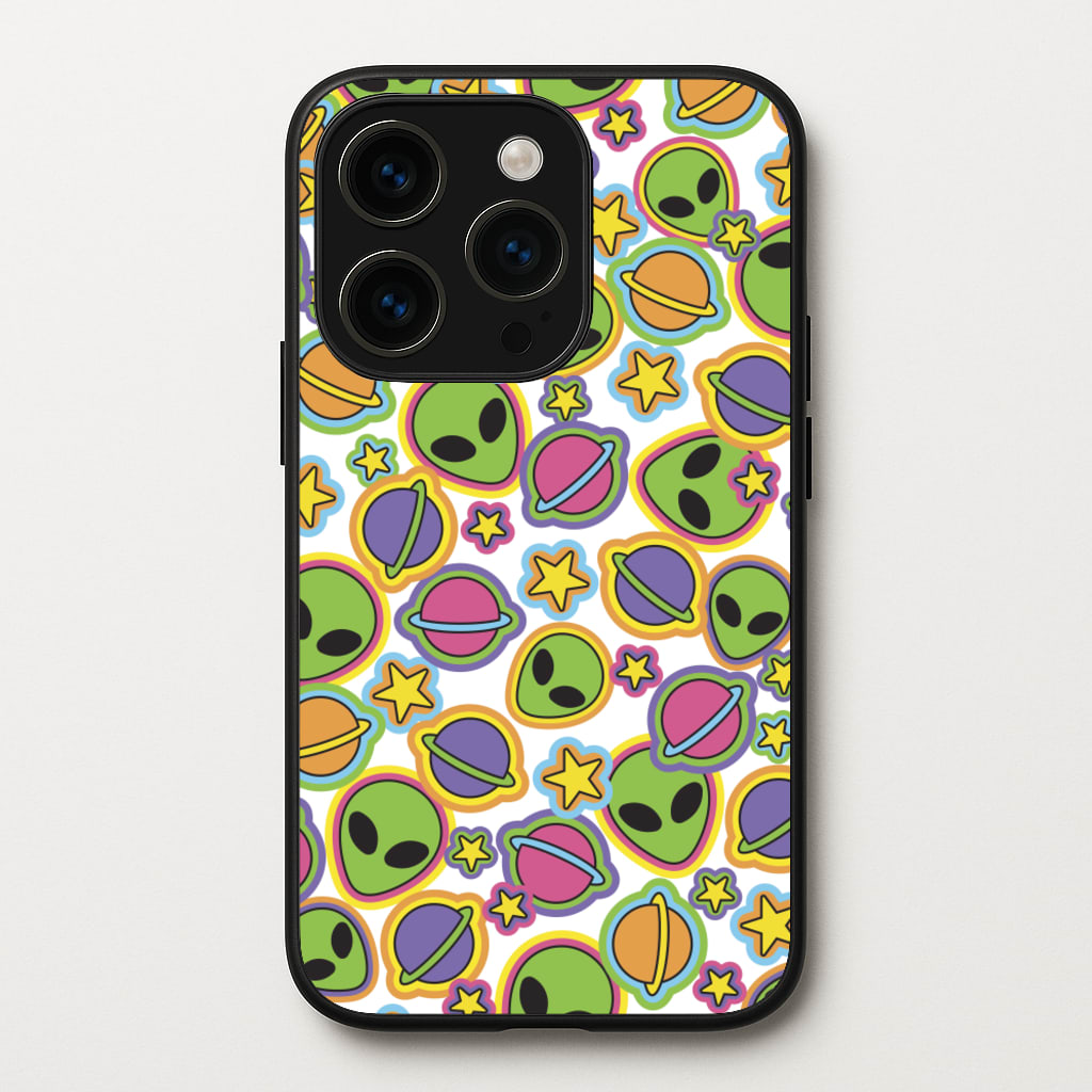 Colourful Aliens And Stars - Space Phone Case for iPhone 14 Pro Max