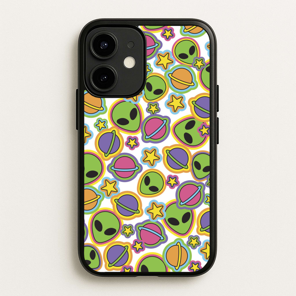 Colourful Aliens And Stars - Space Phone Case for iPhone 12 / 12 Pro