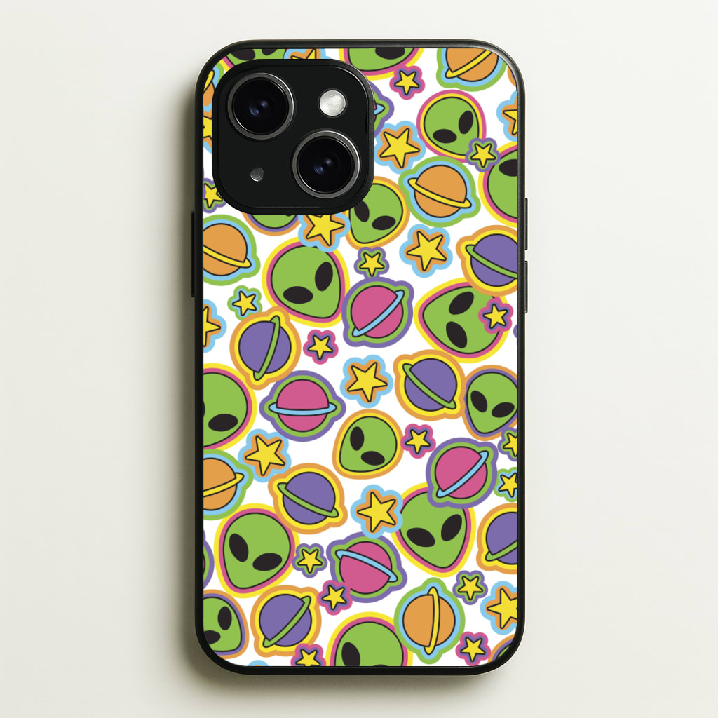 Colourful Aliens And Stars - Space Phone Case for iPhone 15 Plus