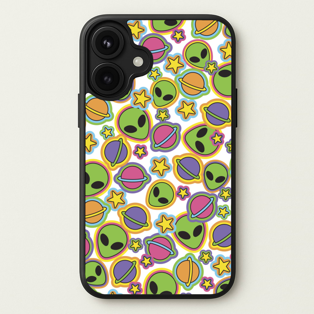Colourful Aliens And Stars Phone Case for iPhone 17