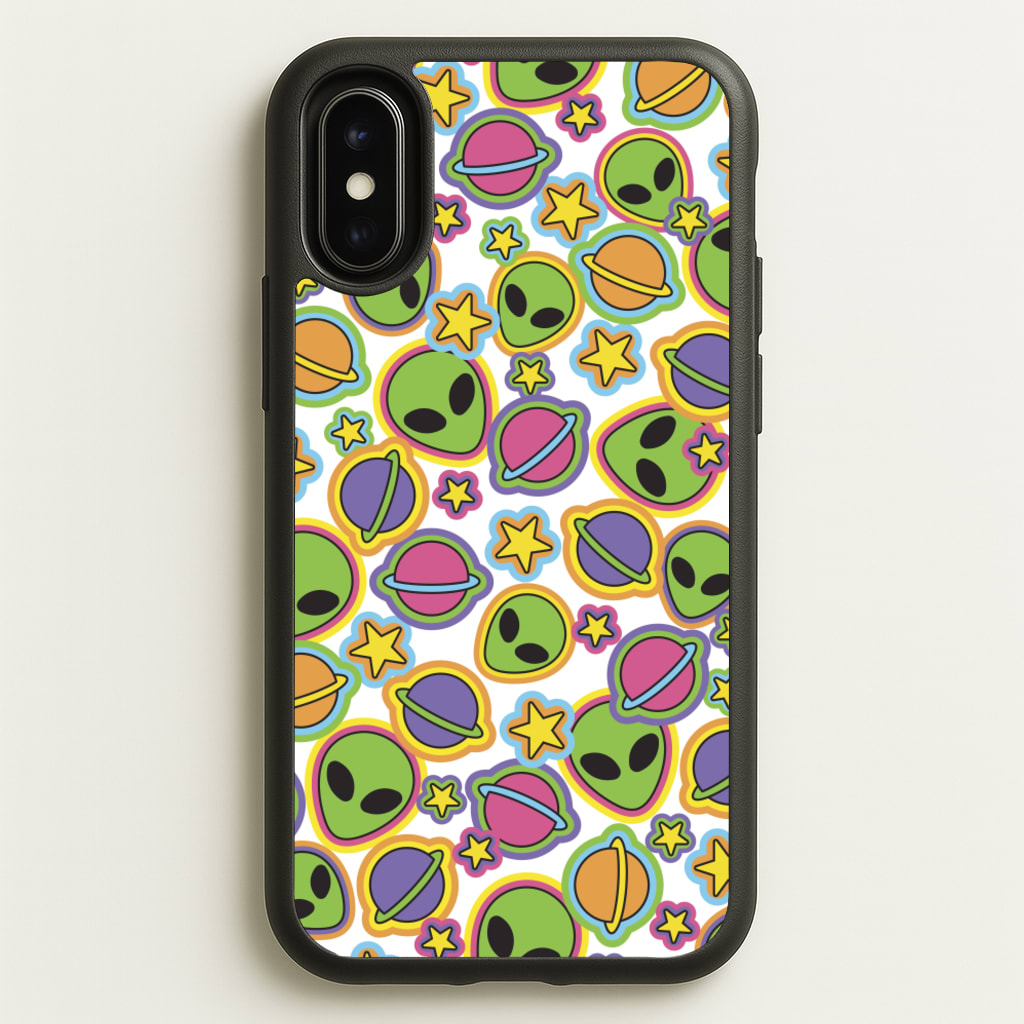 Colourful Aliens And Stars - Space Phone Case for iPhone X / XS