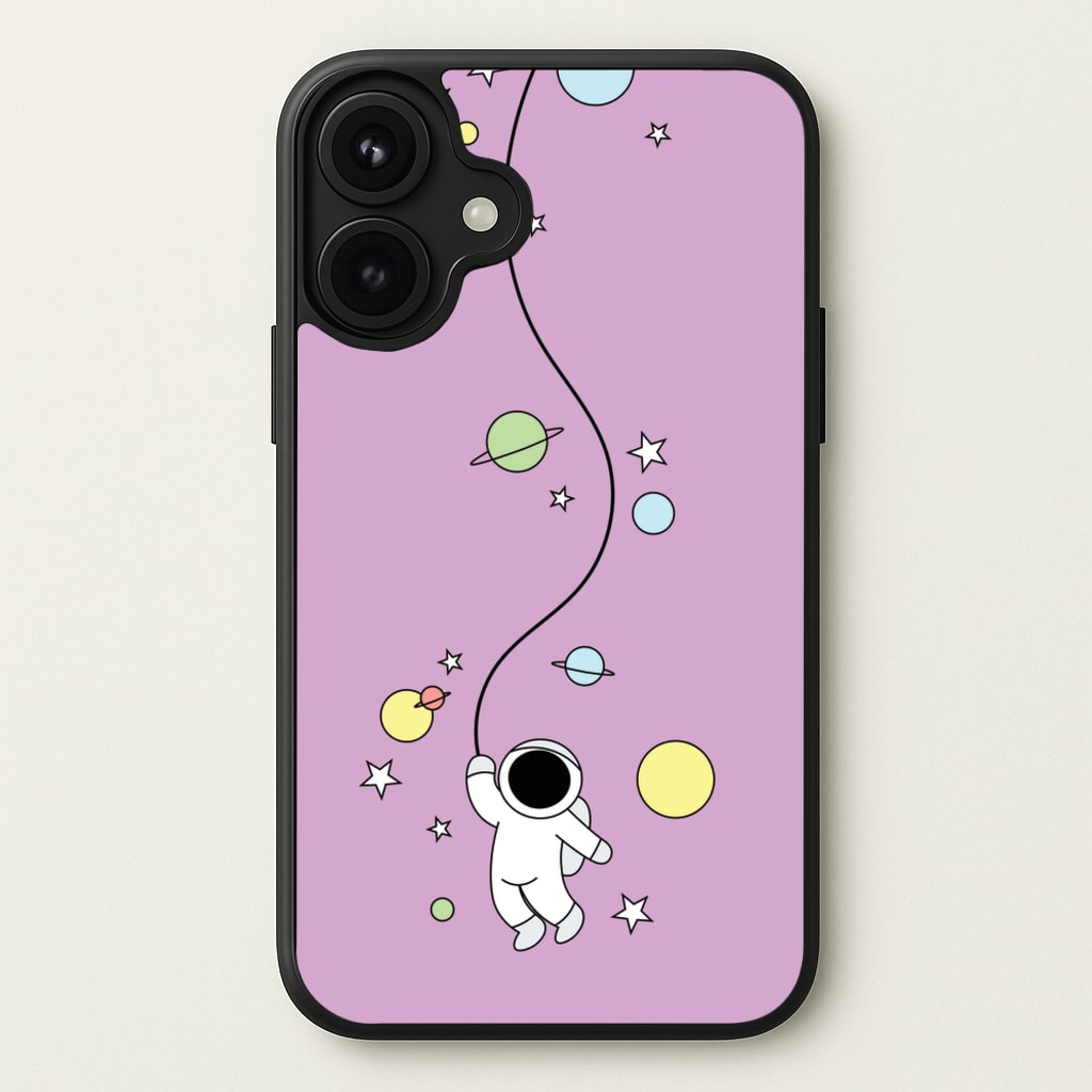 Cute Hanging Astronaut Phone Case for iPhone 17