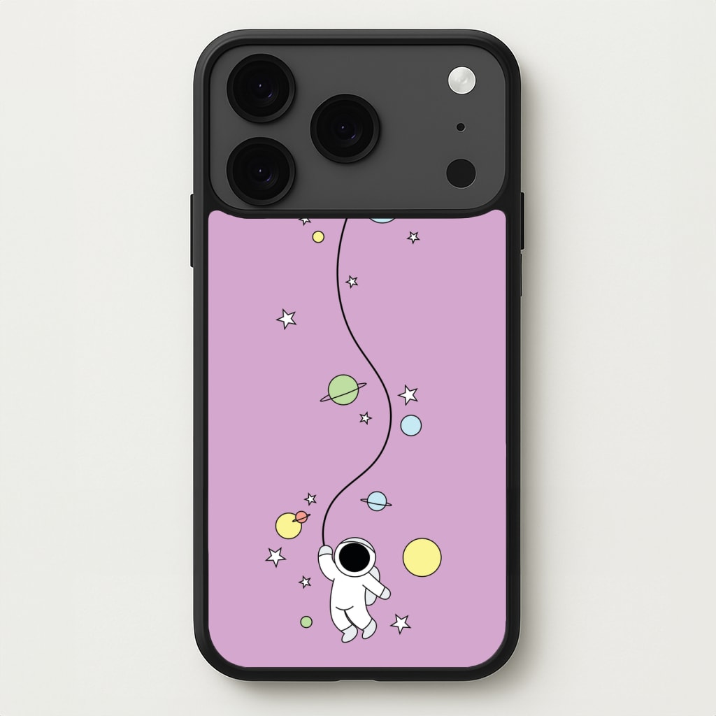 Cute Hanging Astronaut Phone Case for iPhone 17 Pro