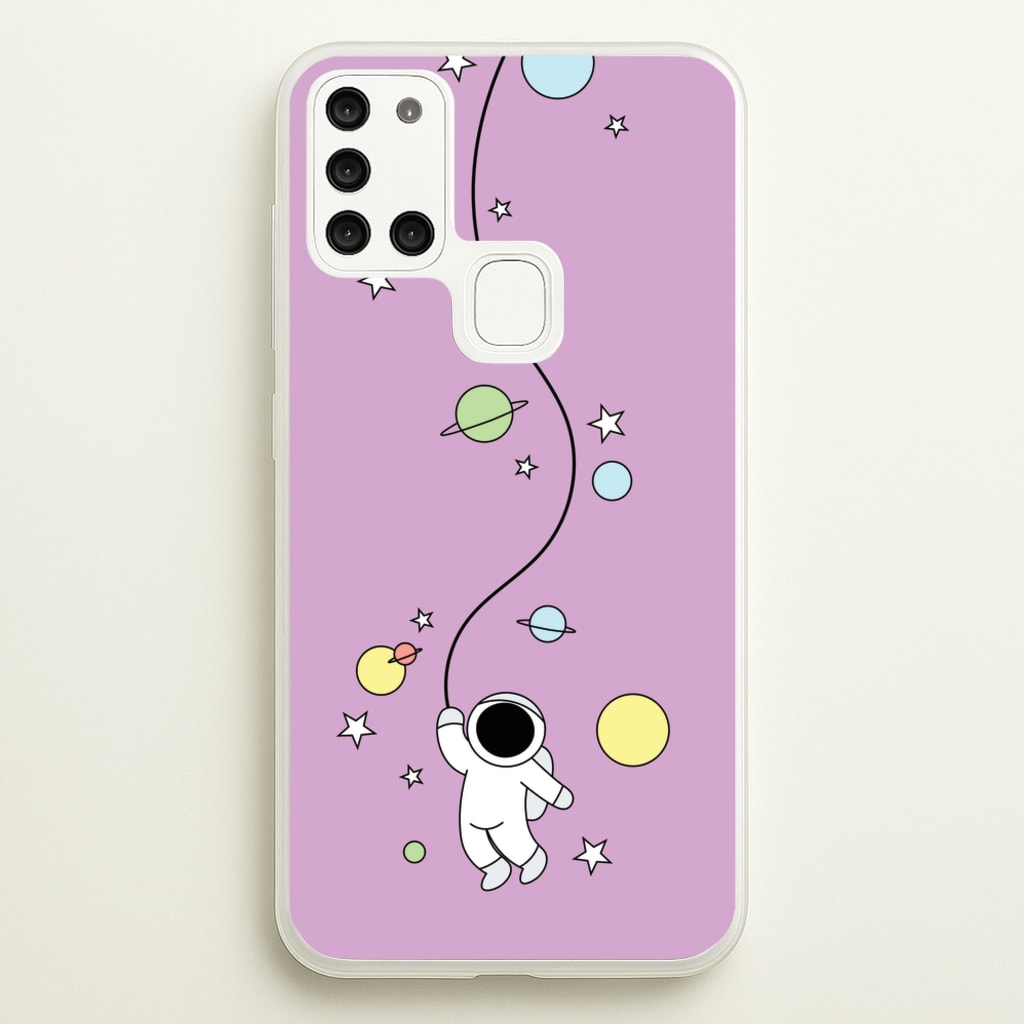 Cute Hanging Astronaut - Space Phone Case for Galaxy A21s