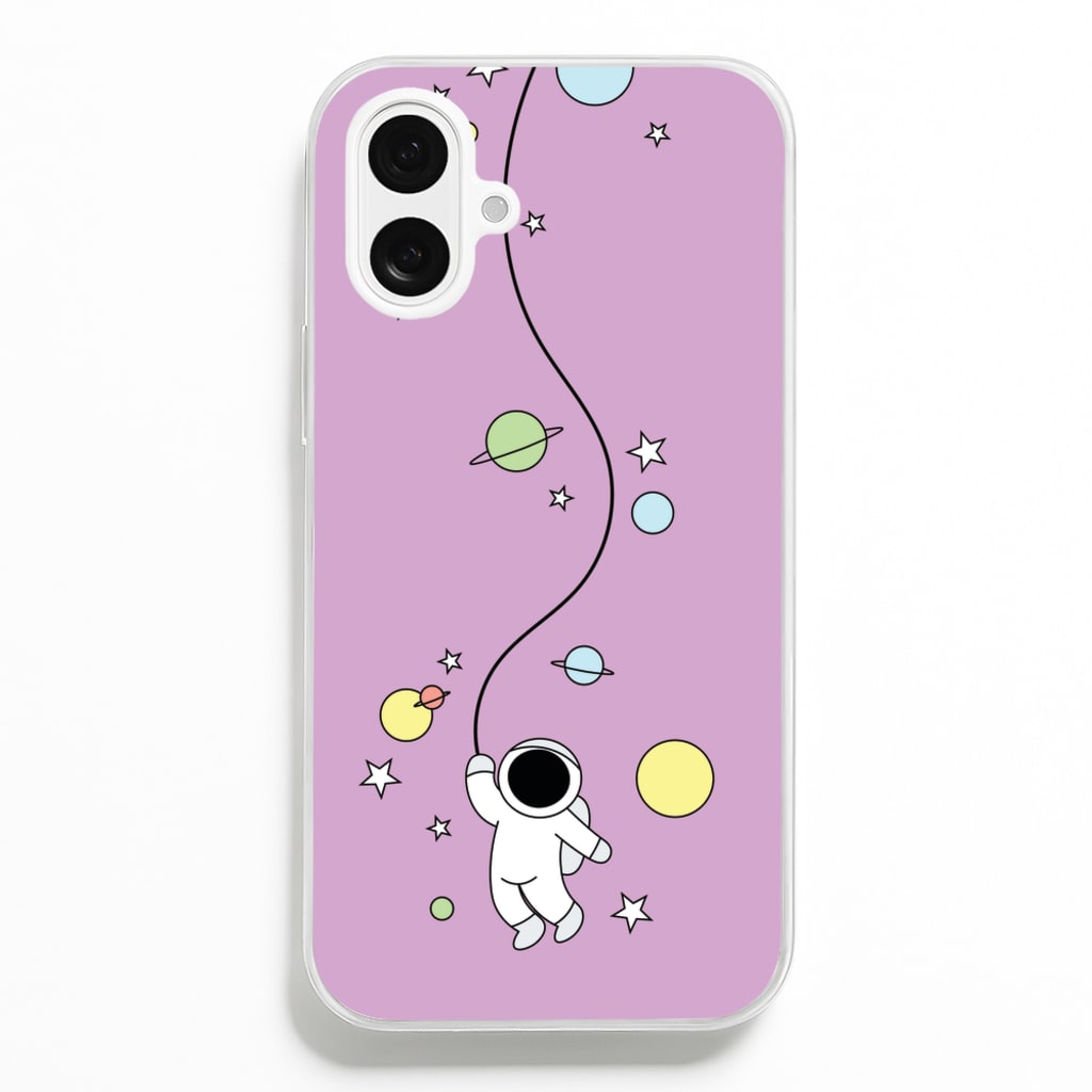 Cute Hanging Astronaut - Space Phone Case for iPhone 16 Plus