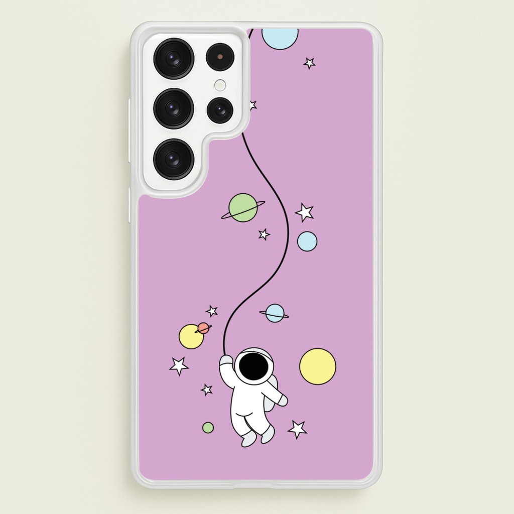 Cute Hanging Astronaut - Space Phone Case for Galaxy S22 Ultra