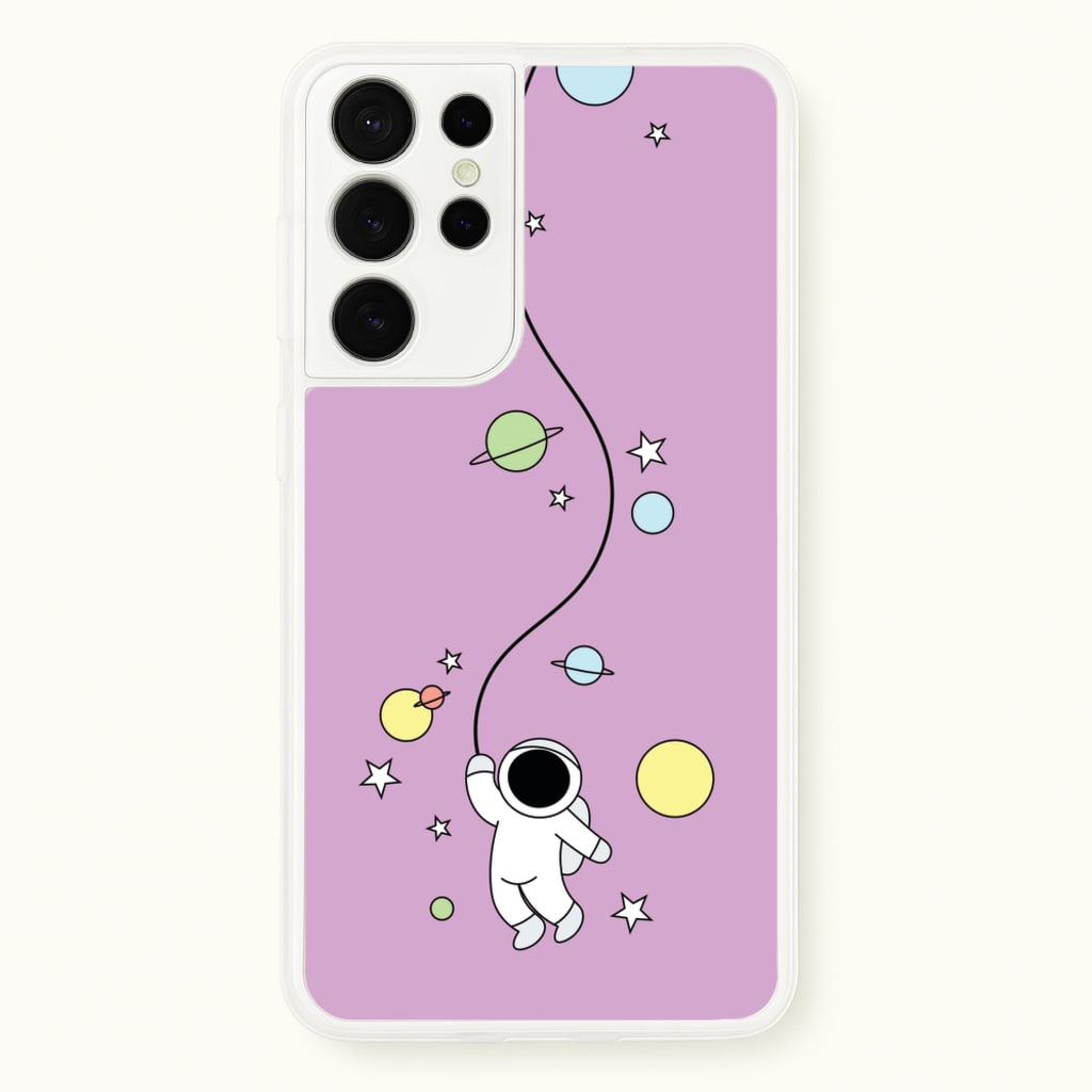 Cute Hanging Astronaut - Space Phone Case for Galaxy S21 Ultra