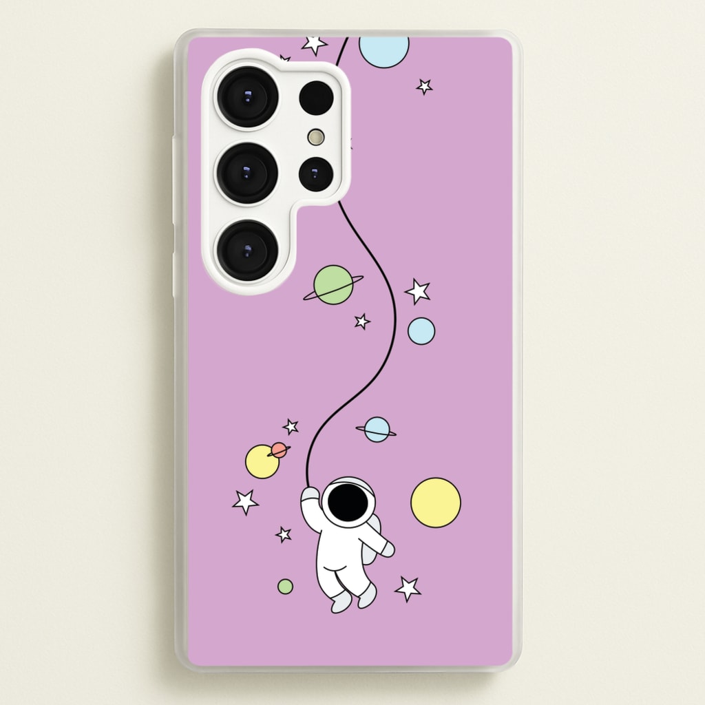 Cute Hanging Astronaut - Space Phone Case for Galaxy S25 Ultra