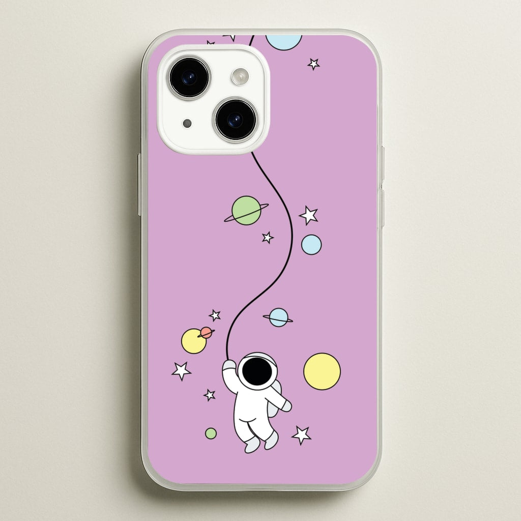 Cute Hanging Astronaut - Space Phone Case for iPhone 14