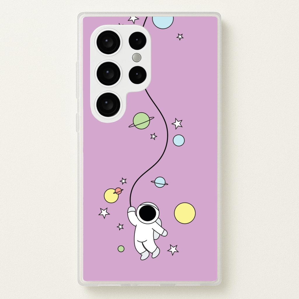 Cute Hanging Astronaut - Space Phone Case for Galaxy S24 Ultra