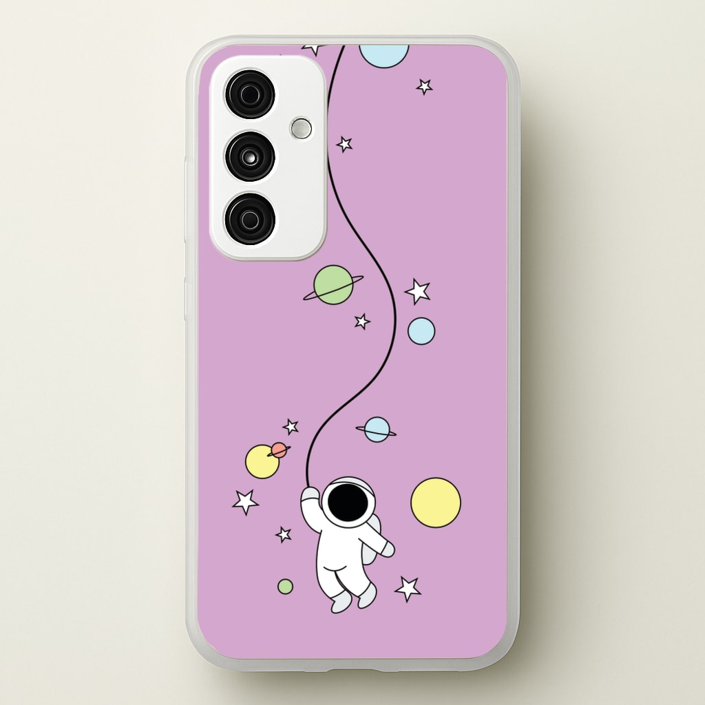 Cute Hanging Astronaut - Space Phone Case for Galaxy A55