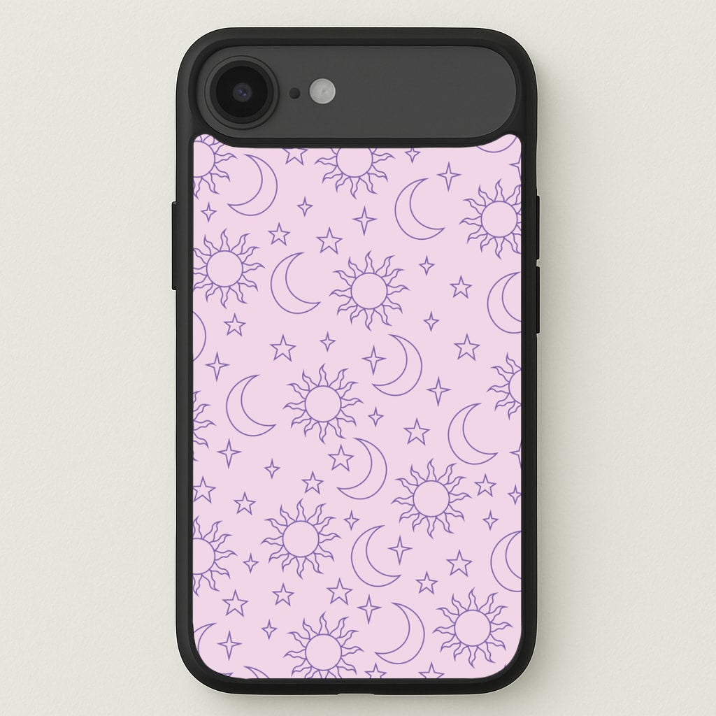 Sun, Moon And Stars Pattern Mauve Phone Case for iPhone 17 Air