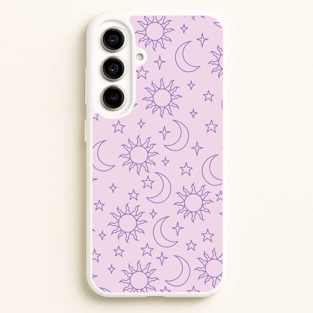 Sun, Moon And Stars Pattern Mauve - Space Phone Case for Galaxy A56