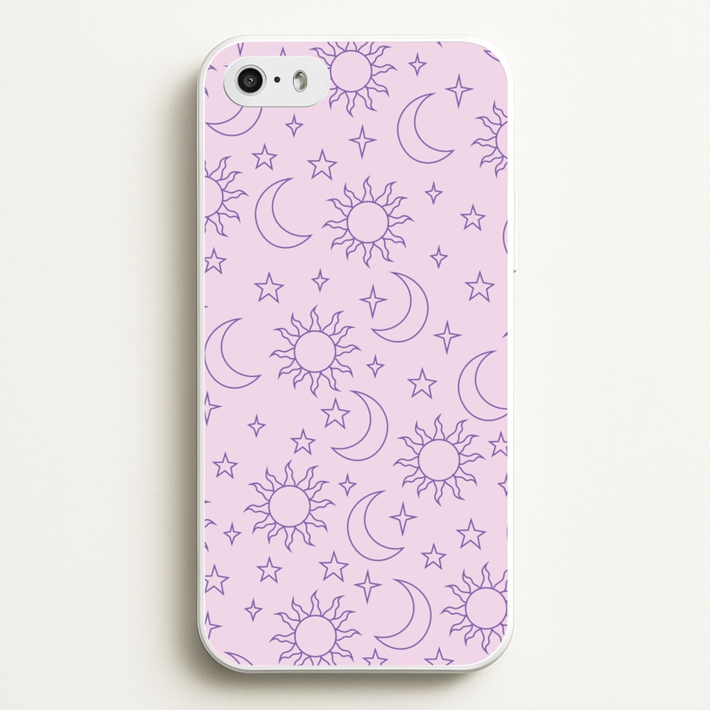 Sun, Moon And Stars Pattern Mauve - Space Phone Case for iPhone 5 / 5s / SE 2016