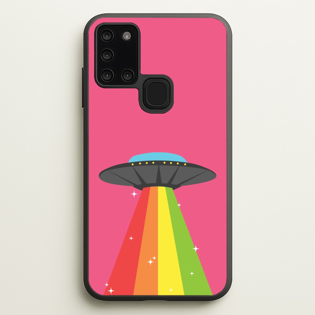 Rainbow Alien Spaceship - Space Phone Case for Galaxy A21s