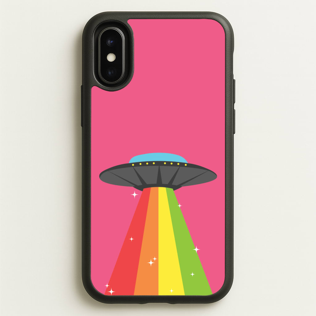Rainbow Alien Spaceship - Space Phone Case for iPhone X / XS