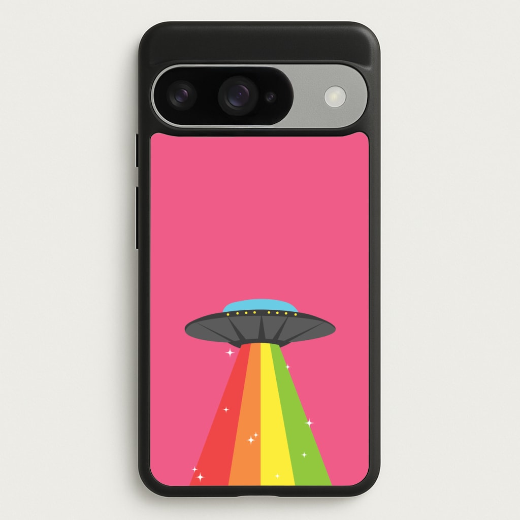 Rainbow Alien Spaceship Phone Case for Google Pixel 10 / 10 Pro