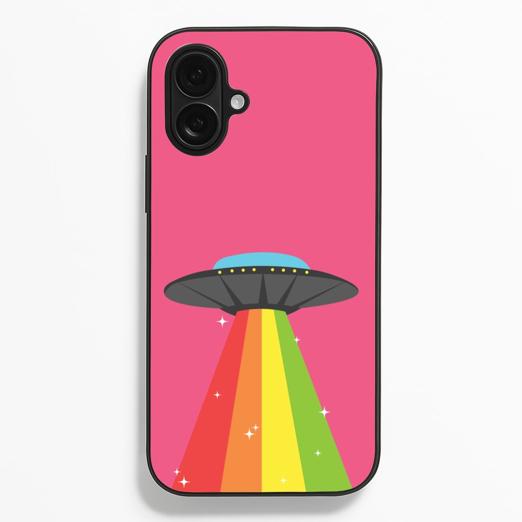 Rainbow Alien Spaceship - Space Phone Case for iPhone 16 Plus