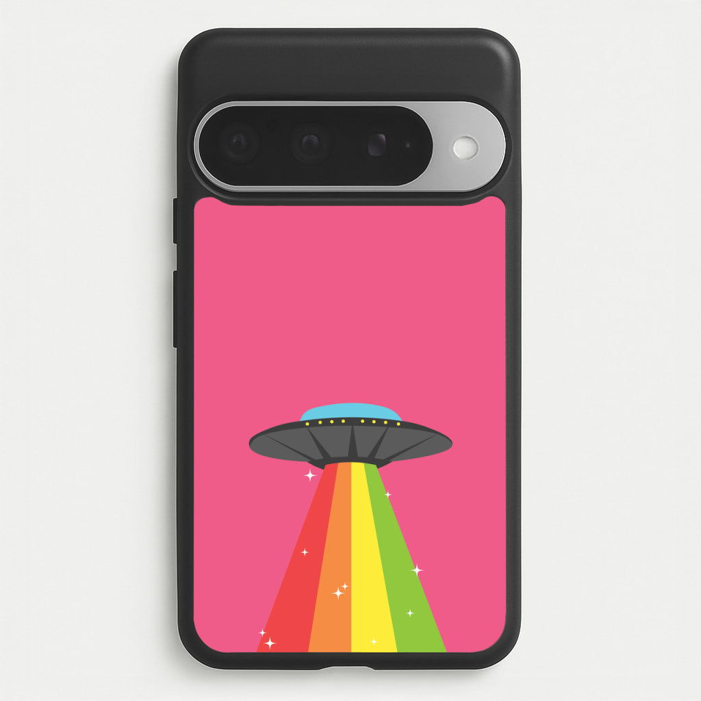 Rainbow Alien Spaceship Phone Case for Google Pixel 10 Pro XL