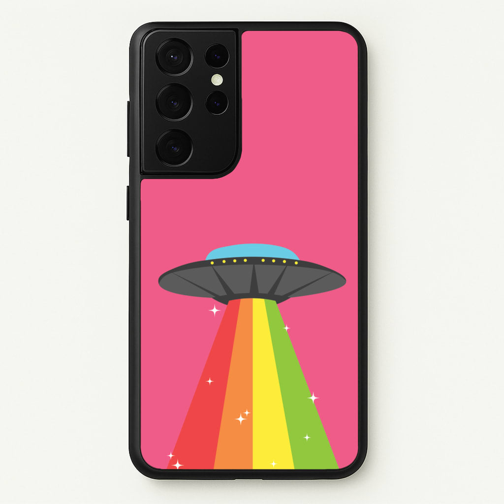 Rainbow Alien Spaceship - Space Phone Case for Galaxy S21 Ultra