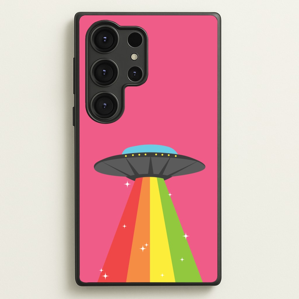 Rainbow Alien Spaceship - Space Phone Case for Galaxy S25 Ultra