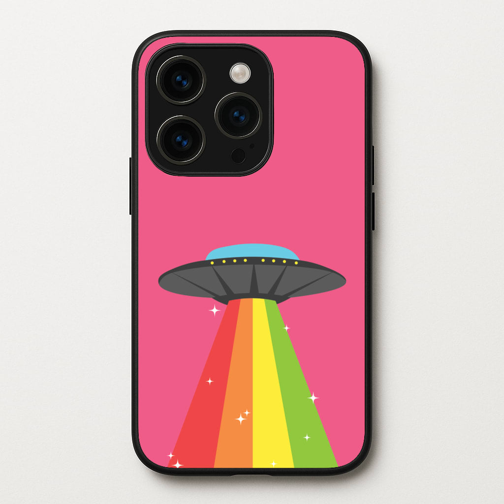 Rainbow Alien Spaceship - Space Phone Case for iPhone 14 Pro Max