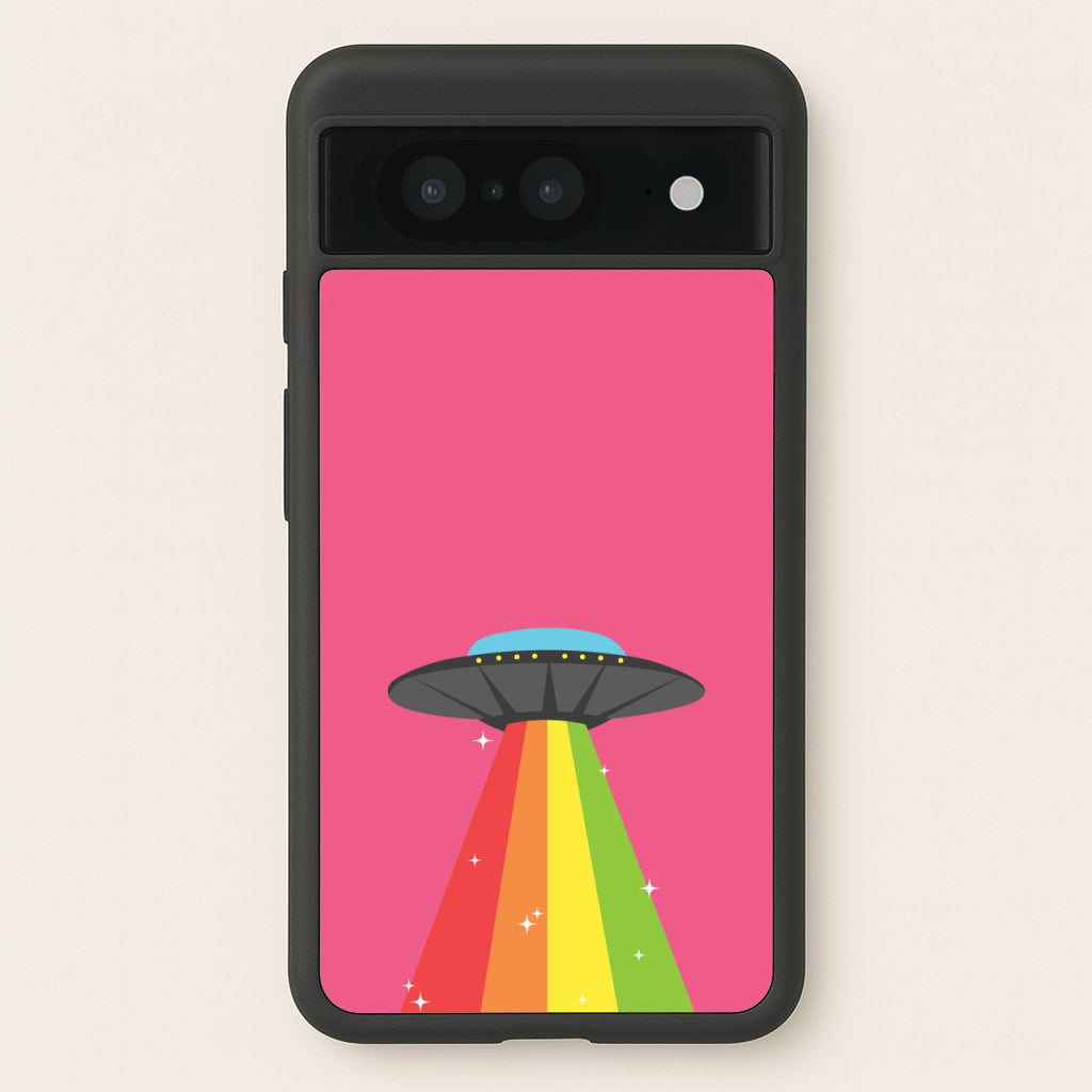 Rainbow Alien Spaceship - Space Phone Case for Google Pixel 8