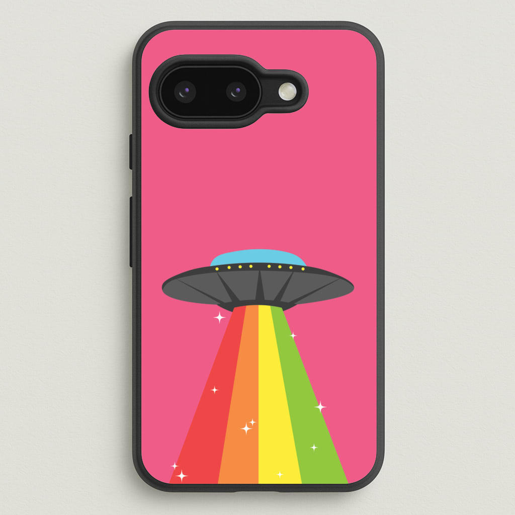 Rainbow Alien Spaceship - Space Phone Case for Google Pixel 9a
