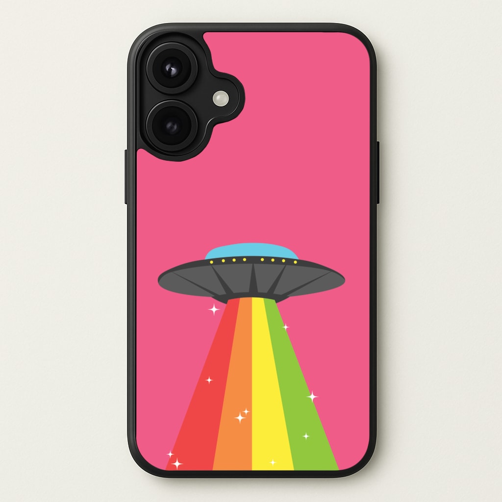 Rainbow Alien Spaceship Phone Case for iPhone 17