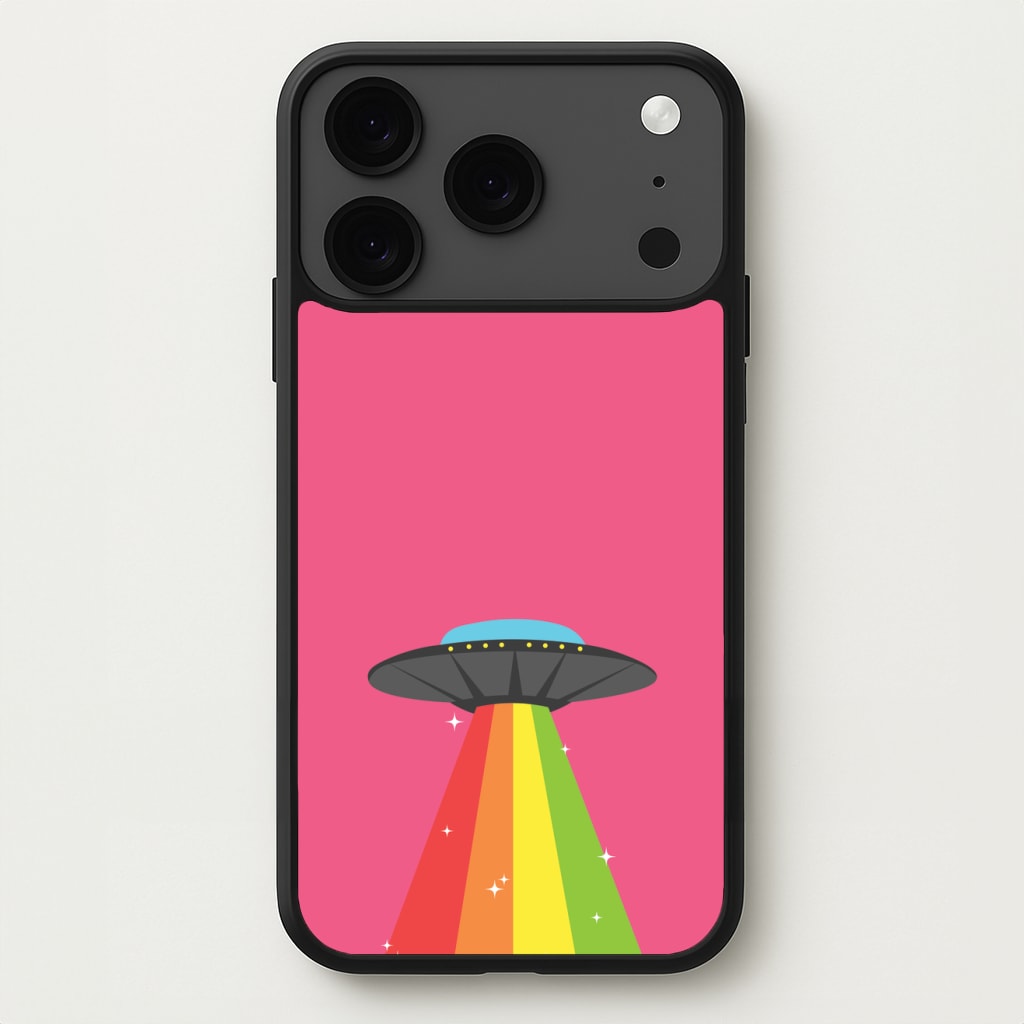 Rainbow Alien Spaceship Phone Case for iPhone 17 Pro Max