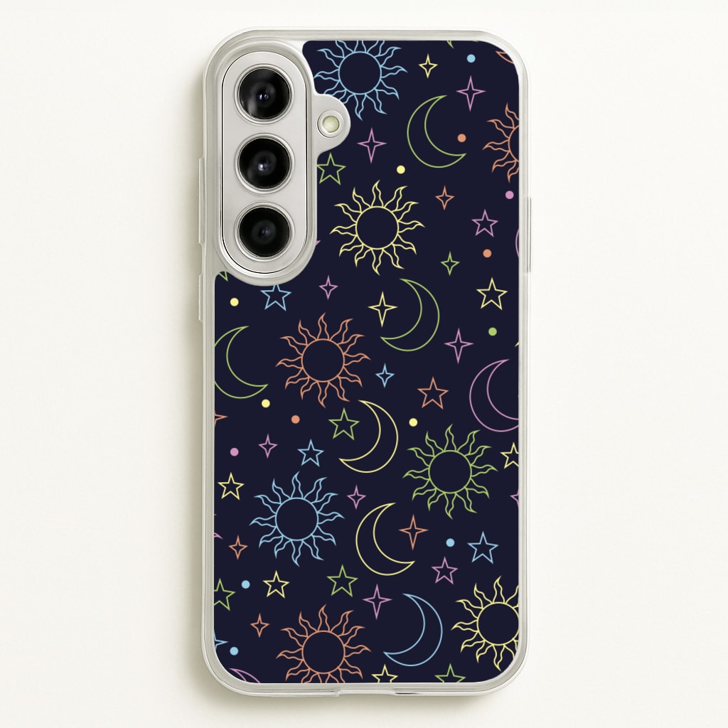 Sun, Moon And Stars Pattern Rainbow - Space Phone Case for Galaxy A56