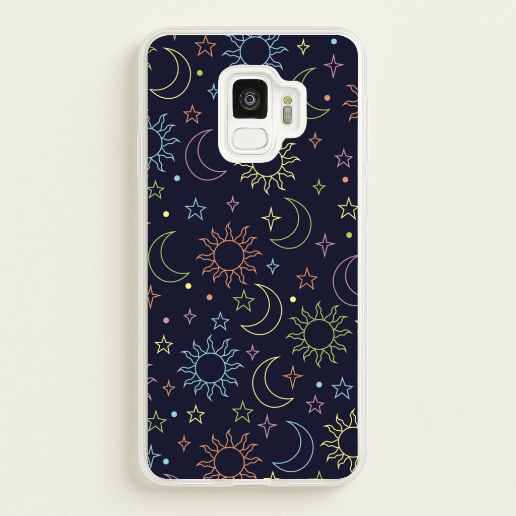 Sun, Moon And Stars Pattern Rainbow - Space Phone Case for Galaxy S9