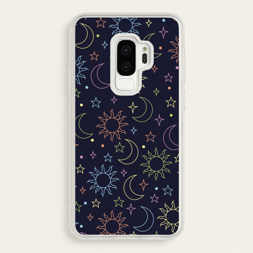 Sun, Moon And Stars Pattern Rainbow - Space Phone Case for Galaxy S9 Plus