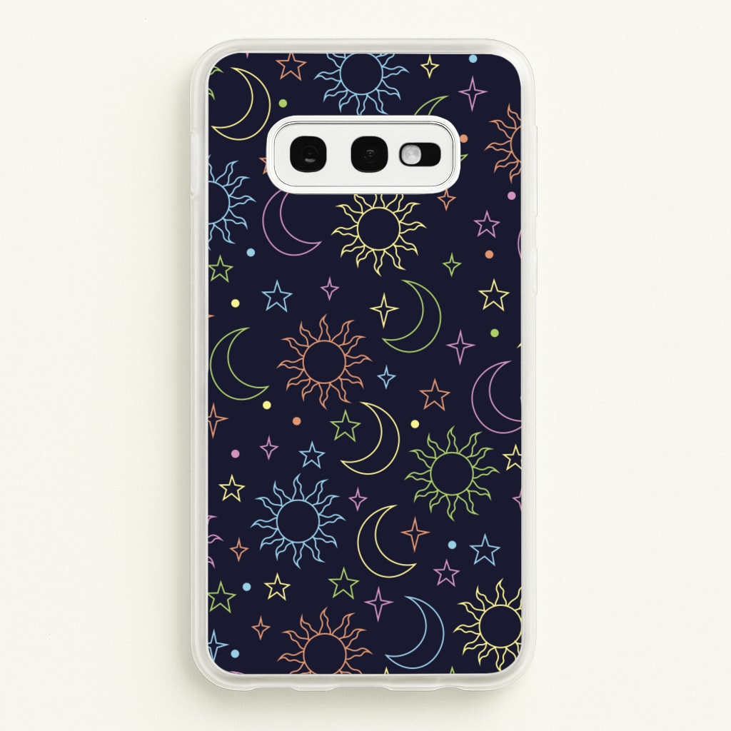 Sun, Moon And Stars Pattern Rainbow - Space Phone Case for Galaxy S10e