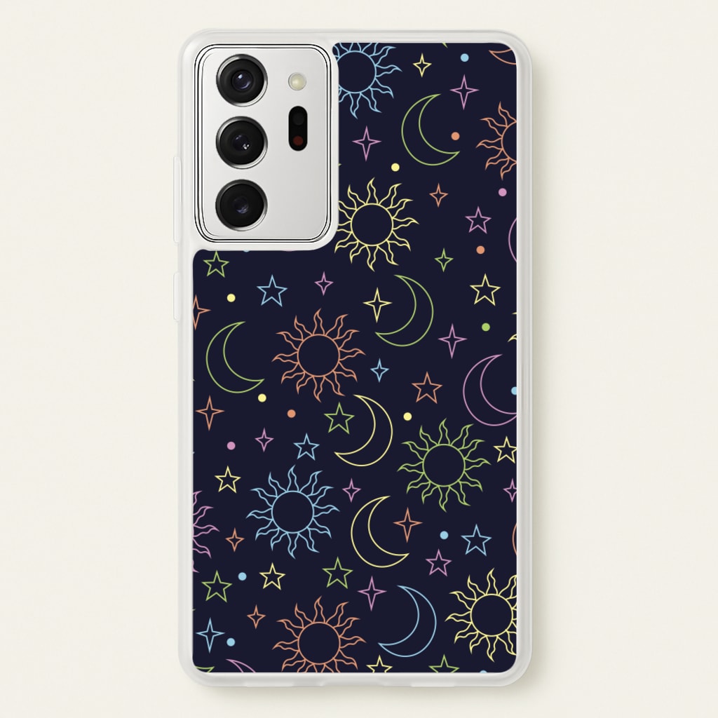 Sun, Moon And Stars Pattern Rainbow - Space Phone Case for Galaxy Note 20 Ultra