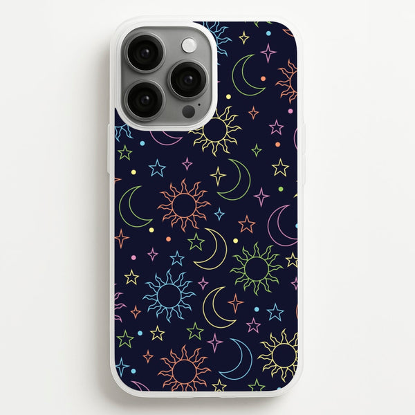 Sun, Moon And Stars Pattern Rainbow - Space Phone Case for iPhone 13 Pro Max