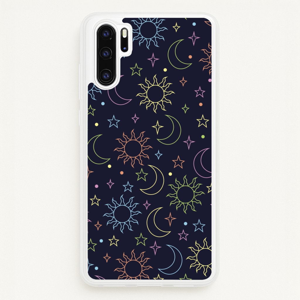 Sun, Moon And Stars Pattern Rainbow - Space Phone Case for Huawei P30 Pro