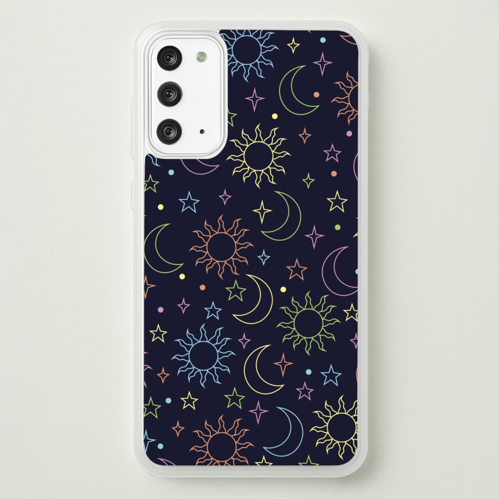 Sun, Moon And Stars Pattern Rainbow - Space Phone Case for Galaxy Note 20