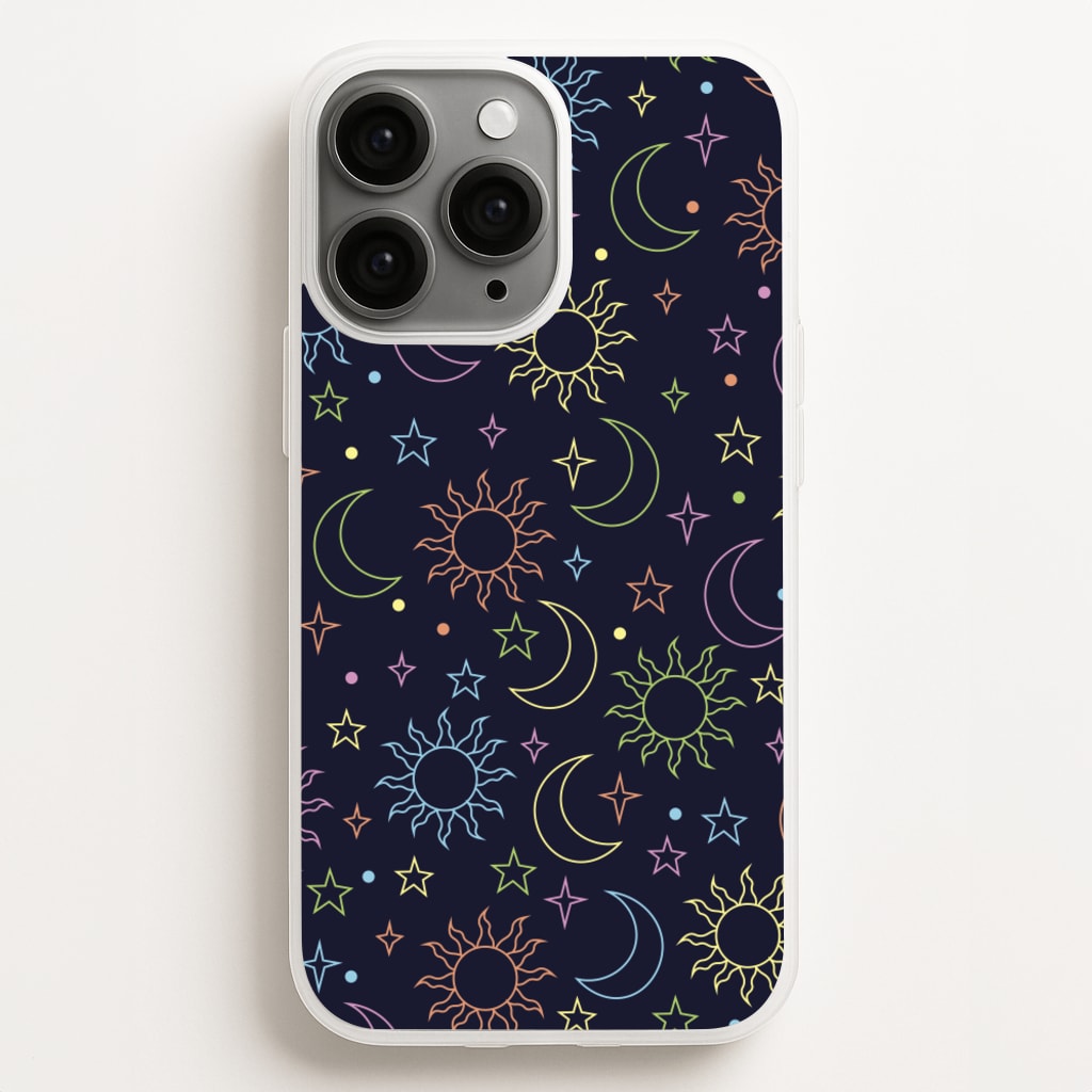 Sun, Moon And Stars Pattern Rainbow - Space Phone Case for iPhone 12 Pro Max