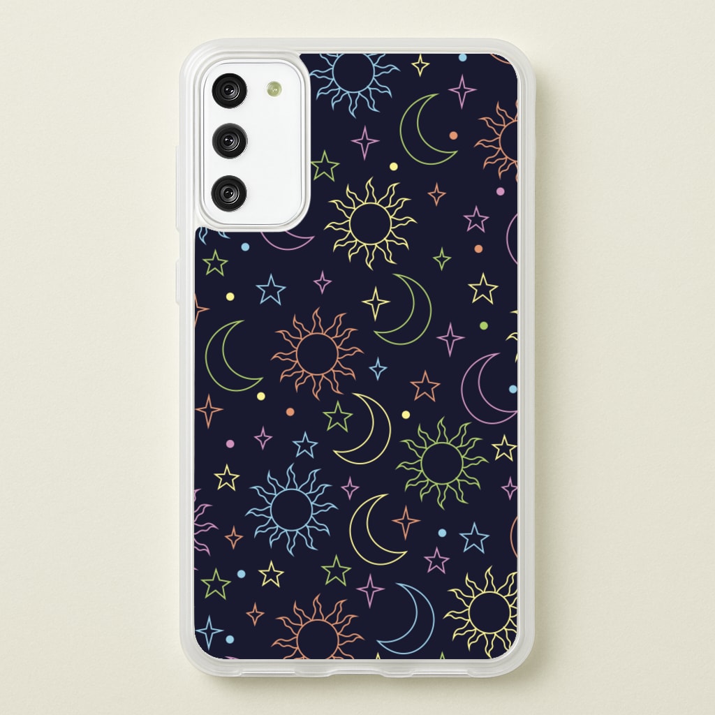 Sun, Moon And Stars Pattern Rainbow - Space Phone Case for Galaxy S20