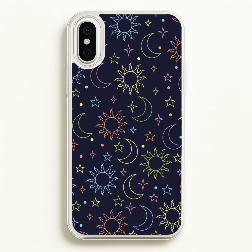 Sun, Moon And Stars Pattern Rainbow - Space Phone Case for iPhone XS Max