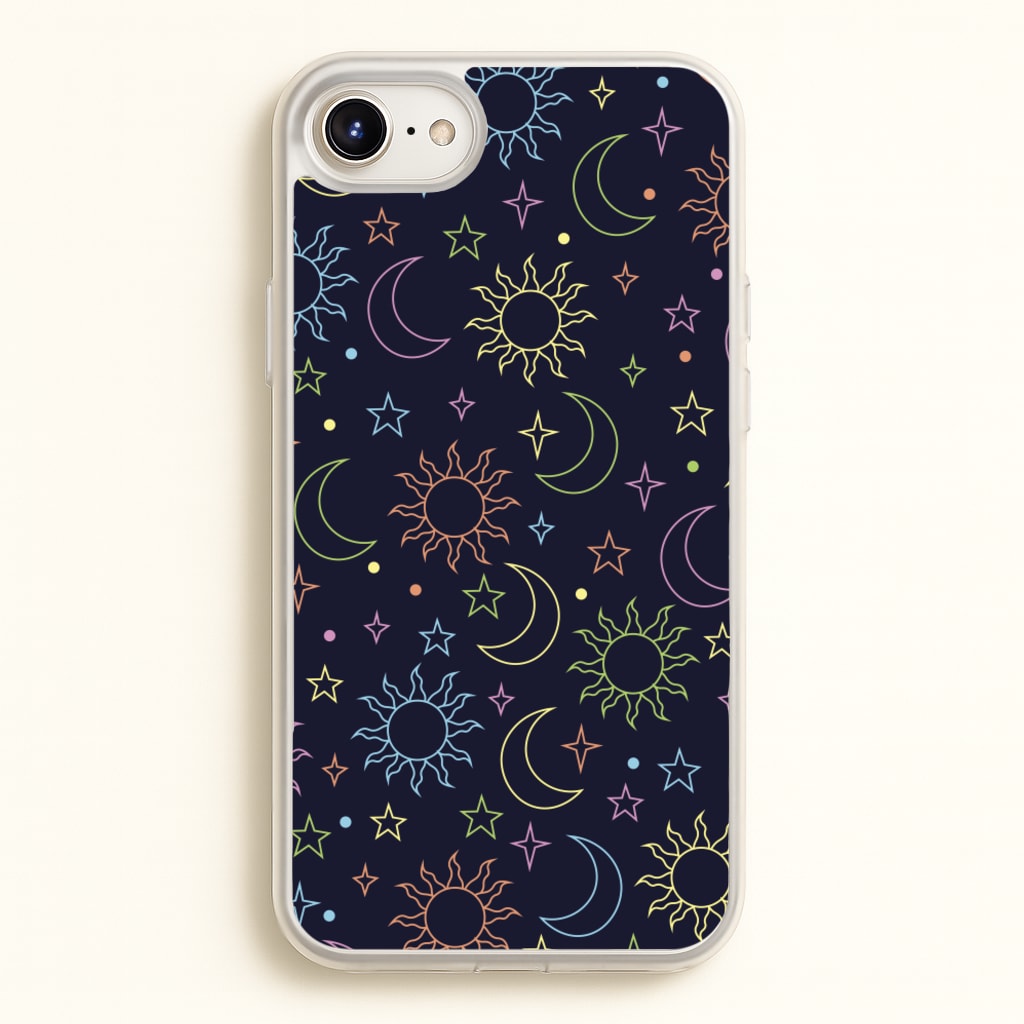 Sun, Moon And Stars Pattern Rainbow - Space Phone Case for iPhone 6 / 7 / 8 / SE
