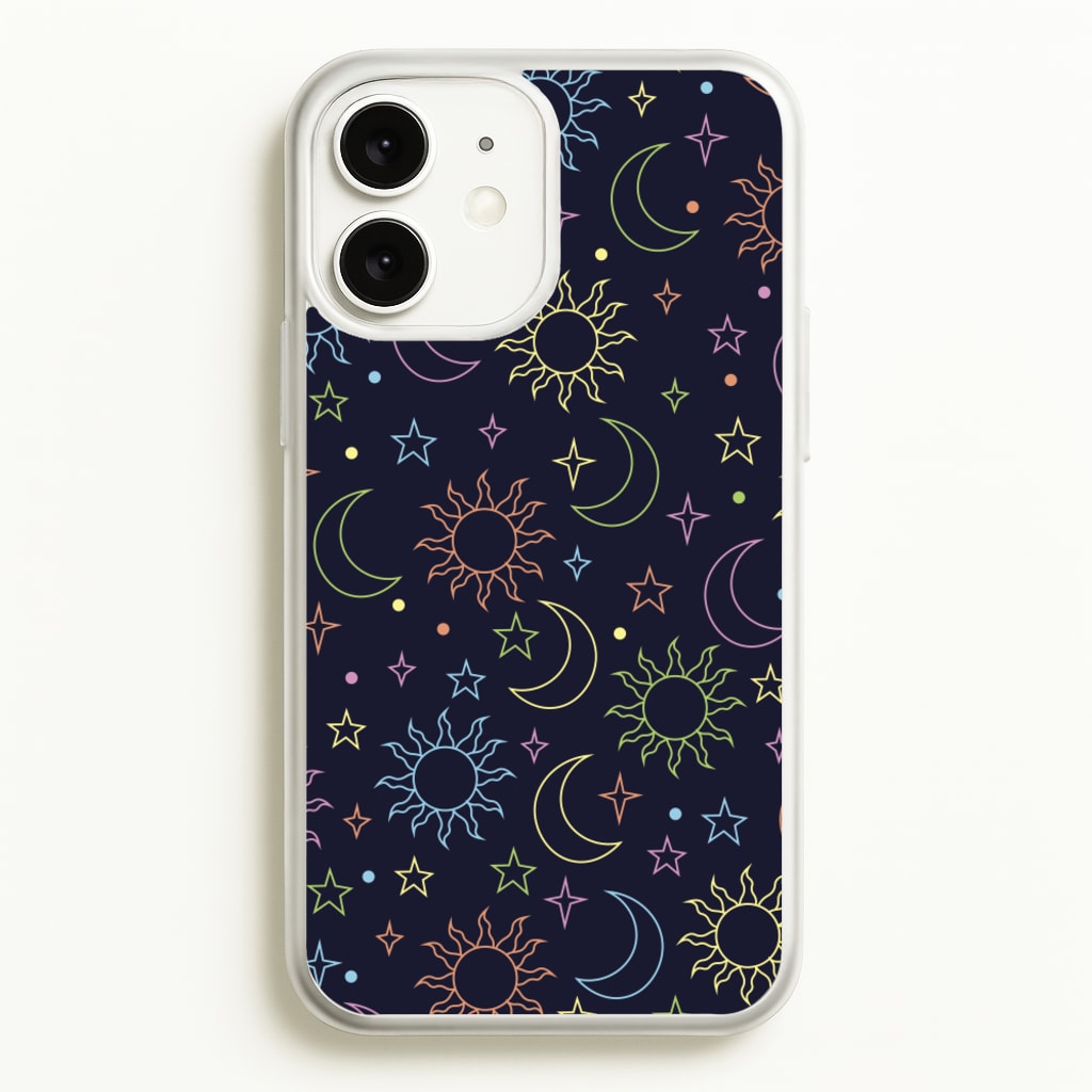 Sun, Moon And Stars Pattern Rainbow - Space Phone Case for iPhone 11
