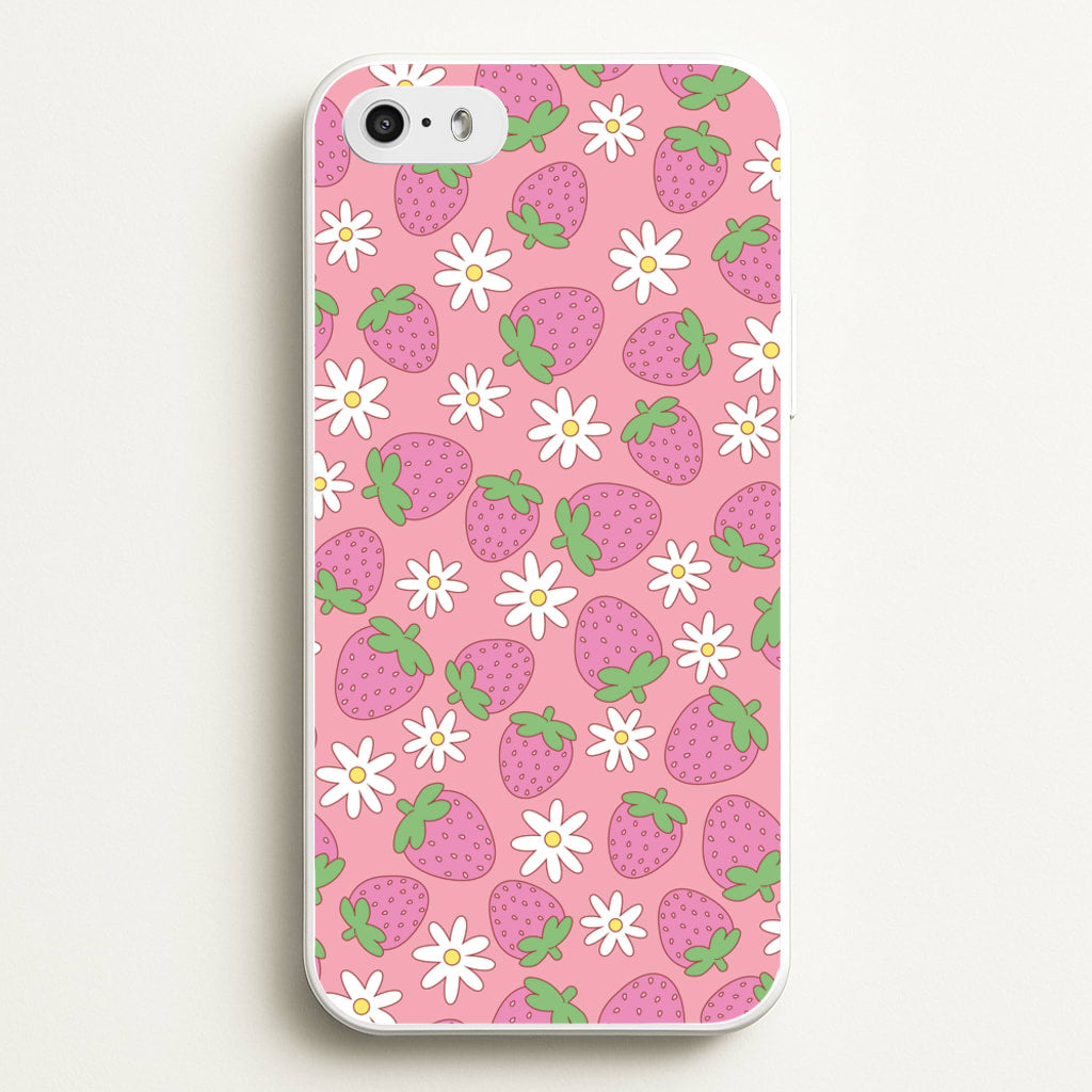 Pink Strawberries - Spring Patterns - Spring Phone Case for iPhone 5 / 5s / SE 2016