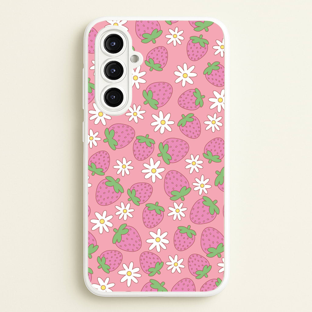 Pink Strawberries - Spring Patterns - Spring Phone Case for Galaxy A16