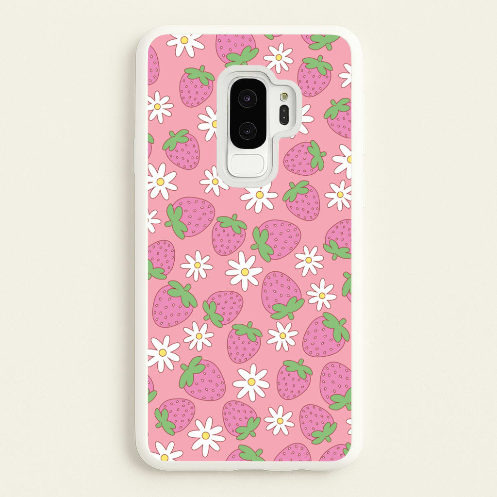Pink Strawberries - Spring Patterns - Spring Phone Case for Galaxy S9 Plus