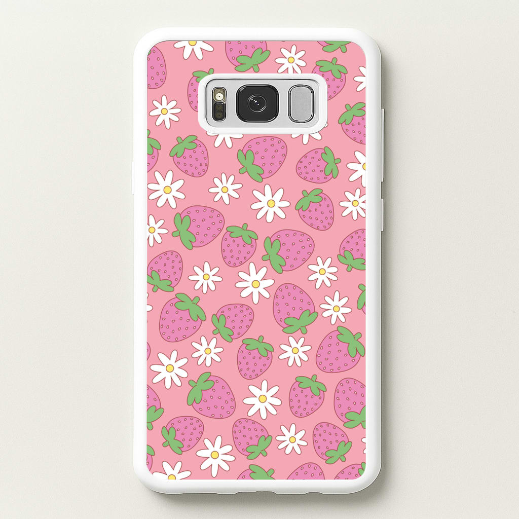 Pink Strawberries - Spring Patterns - Spring Phone Case for Galaxy S8 Plus