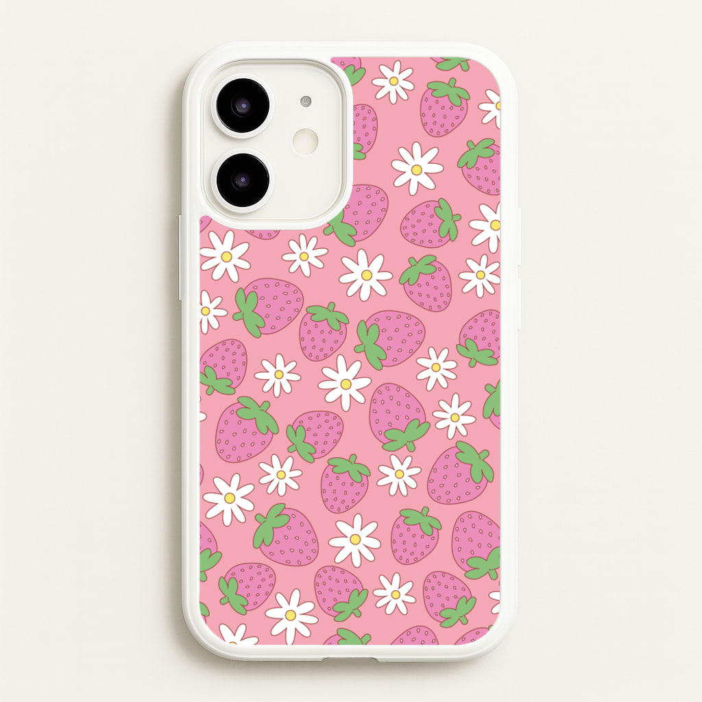 Pink Strawberries - Spring Patterns - Spring Phone Case for iPhone 12 / 12 Pro