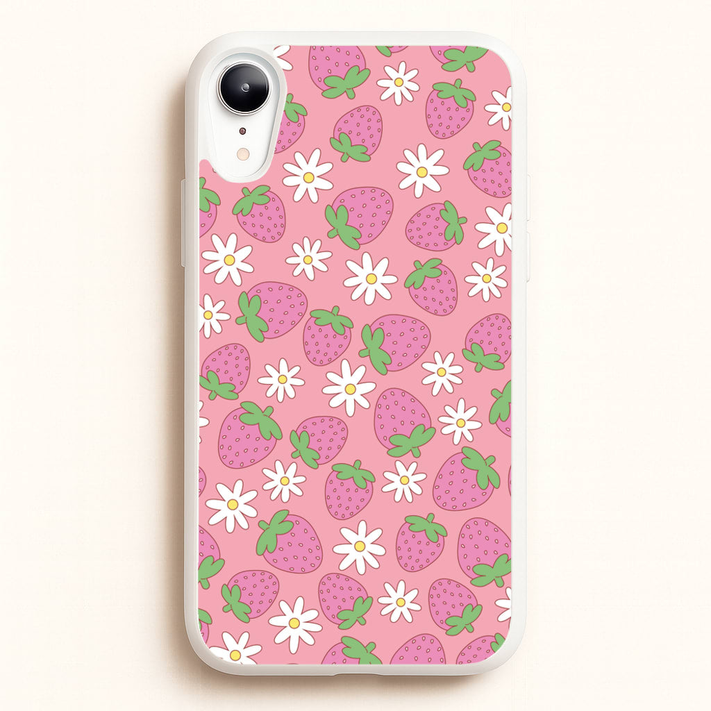 Pink Strawberries - Spring Patterns - Spring Phone Case for iPhone XR
